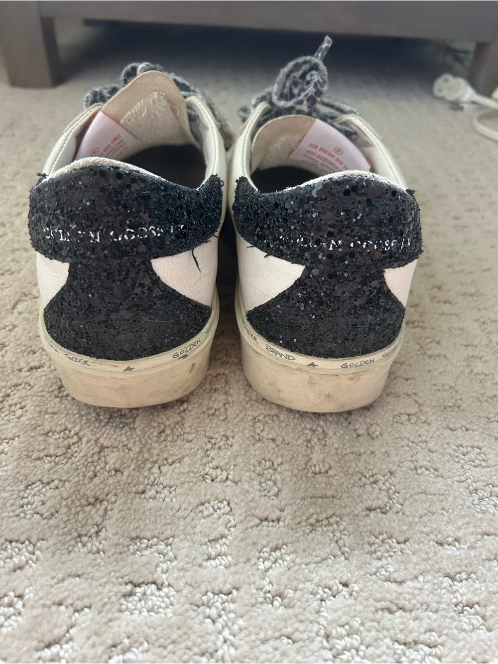Golden Goose Hi Star Leopard Star and Laces, Black Glitter Heel Size 40 - Picture 3 of 9